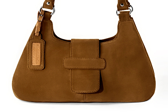 Dress handbag in caramel brown leather - Profile view